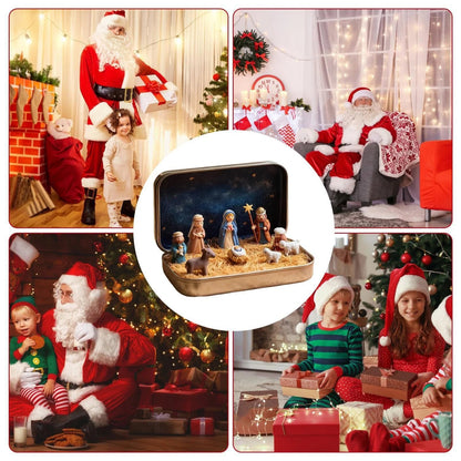 🔥Last Day 49% Off🎁Mini Christmas Nativity Set in a Tin Box--🎉