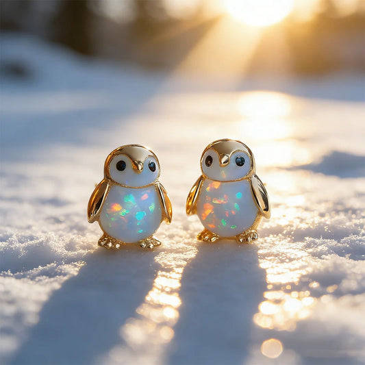 🎁Buy 1 Get 1 Free🐧Tiny Penguin Opal Stud Earrings, Animal Earrings
